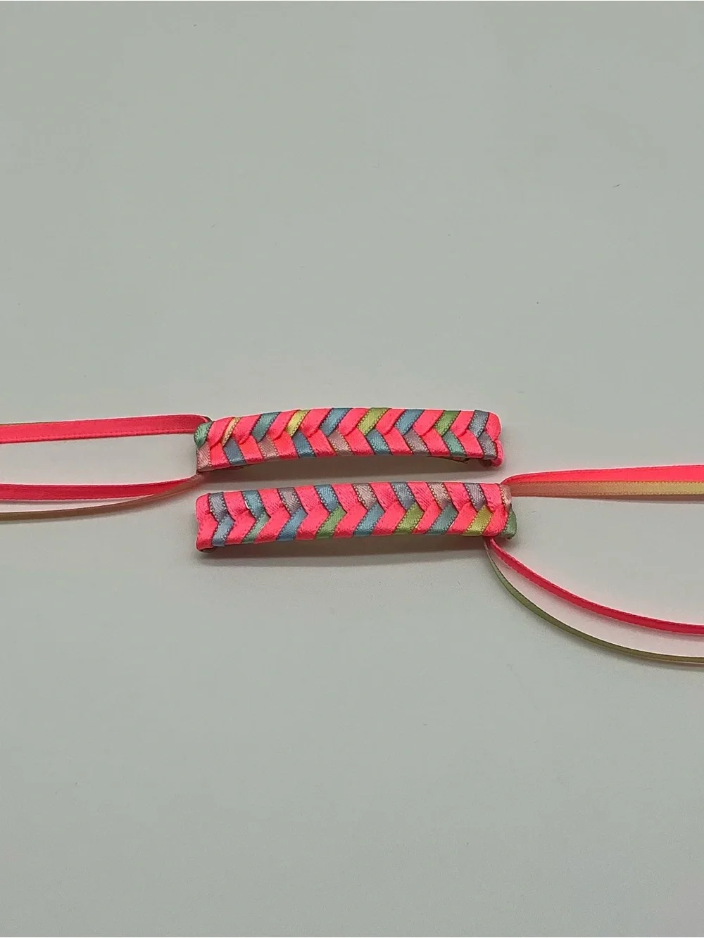 Neon Pink and Pastel Rainbow 80s Barrettes & 12 Jelly Bracelets